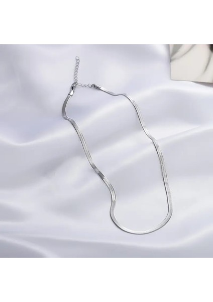 Çelik Kolye Italyan Ezme Model 0.3 mm Genişlik 45 cm Uzunluk Gümüş Silver fırsatları