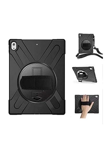 iPad Mini 1 ile Uyumlu Kılıf El Tutamaçlı Standlı Full 360 Koruma Z-Defender Rugged Tablet Kılıf Siyah fırsatları