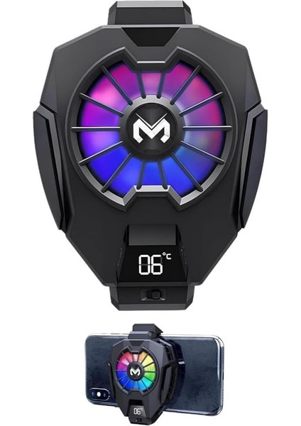 DL05 Telefon Soğutma Fanı Metal Yüzey Derece Göstergeli Oyun Hızlandırıcı Radyatör Soğutucu Fan