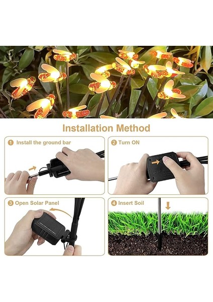 Güneş Enerjili Ateşböceği Işıkları Çim Lambası Su Geçirmez Dış Mekan Yolu Işık Peyzaj Dekoratif Ateşböceği Bahçe Işıkları Gece Işıkları indirimleri