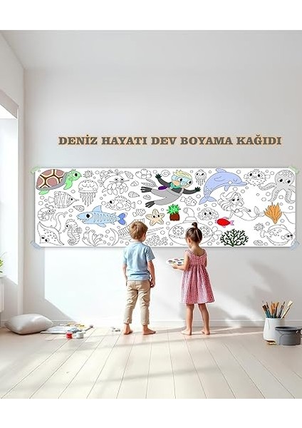 Hayatı Temalı Dev Boyama Kağıdı 2,5 Metre Rulo Boyama Kağıdı Çocuk Anaokulu ve Kreşler Için Aktivite- Çocuk Eğitici Boyama modelleri