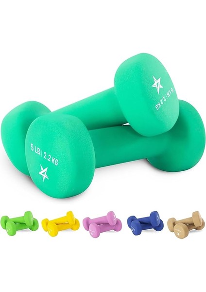 Neopren Kaplamalı Dambıl El Ağırlığı Seti (2'li) - Birden Fazla Ağırlık Seçeneği ve 15 Renk, Yuvarlanma Önleyici, Kaymaz, Altıgen Şekil