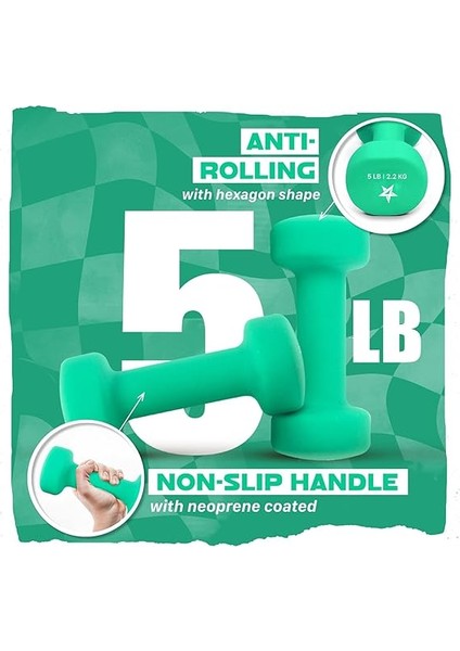 Neopren Kaplamalı Dambıl El Ağırlığı Seti (2'li) - Birden Fazla Ağırlık Seçeneği ve 15 Renk, Yuvarlanma Önleyici, Kaymaz, Altıgen Şekil modelleri