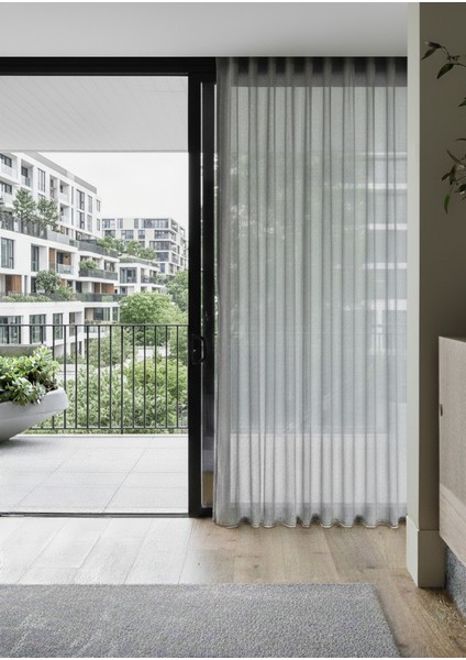 Modern Panama Keten Tül Perde - Açık Gri - Pileli Dikim 1x2,5 Pile - KTN12