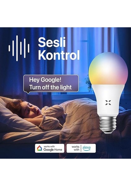 Smart Akıllı Wi-Fi LED Akıllı Rgb Ampul Mobil Uygulama Denetimli Google Home ve Alexa Uyumlu Çok Renkli Lamba (5 Adet) X7021 fırsatları