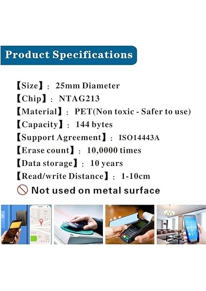 Nfc 10 Paket- Çıkartması NTAG213 Etiketleri Yuvarlak Etiket (1 Inç Çap) 144 Bayt Bellek fırsatları