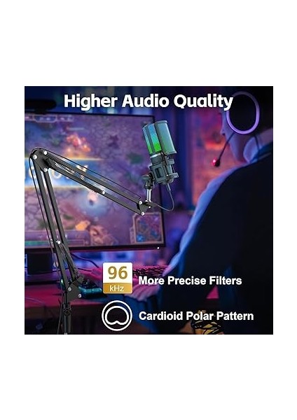 Podcast Rgb Mikrofon Kiti Twitch Youtuber ve Canlı Yayın Için Özel Mikrofon A68S (A68S) modelleri