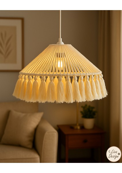 El Yapımı Bohem Konik Şekilli Şapka Makrome Avize / Salon , Oturma Odası , Ofis , Yatak Odası