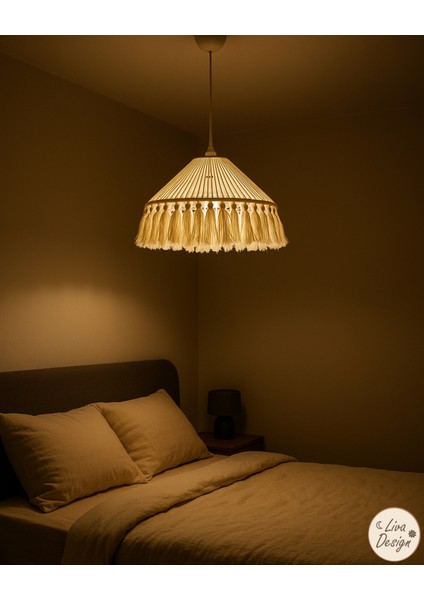 El Yapımı Bohem Konik Şekilli Şapka Makrome Avize / Salon , Oturma Odası , Ofis , Yatak Odası modelleri