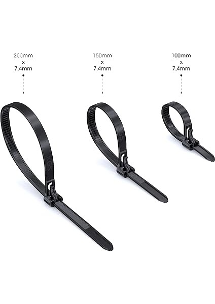 – Tekrar Kapatılabilir 3'lü Kablo Bağı Paketi (100, 150, 200MM x 7,4 Mm) (Çıkarılabilir/yeniden Kullanılabilir Çok Kullanımlık Kablo Bağları, 3X40 Parça, Naylon Esnek, Siyah) fiyatları