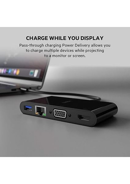 Usb-C Multimedia Adaptörü (Vga, 4K Hdmı, USB 3.0, Ethernet Bağlantı Noktalı Usb-C Hub) MacBook Pro, iPad Pro, Surface Pro, Chromebook ve Daha Fazlası Için 100 W Doğrudan Iletimli Güç fiyatları