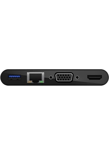 Usb-C Multimedia Adaptörü (Vga, 4K Hdmı, USB 3.0, Ethernet Bağlantı Noktalı Usb-C Hub) MacBook Pro, iPad Pro, Surface Pro, Chromebook ve Daha Fazlası Için 100 W Doğrudan Iletimli Güç indirimleri
