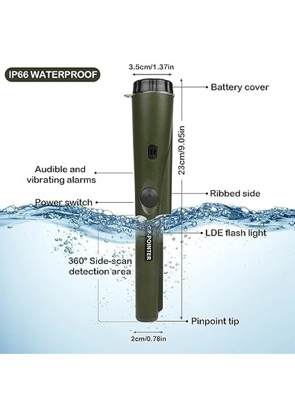 Shine Taşınabilir Metal Dedektörü, Entegre LED Göstergeli Su Geçirmez Pinpointer Metal Dedektörü, Hazine Avı Için 360° Tarama Pimi Işaretçi Metal Vizör fırsatları