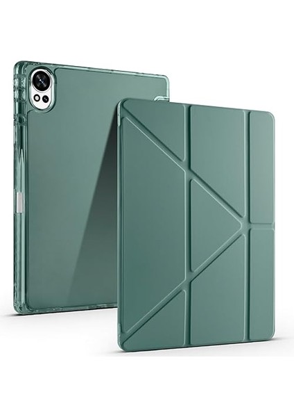 Huawei Matepad 12X Kılıf Silikon Standlı Kalem Bölmeli Kılıf Koyu Yeşil fiyatları