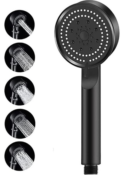 5 Fonksiyonlu Yüksek Basınçlı Duş Başlığı Yapışkanlı Mafsal Hortum Duş Seti, Siyah, 150 cm (Black) modelleri