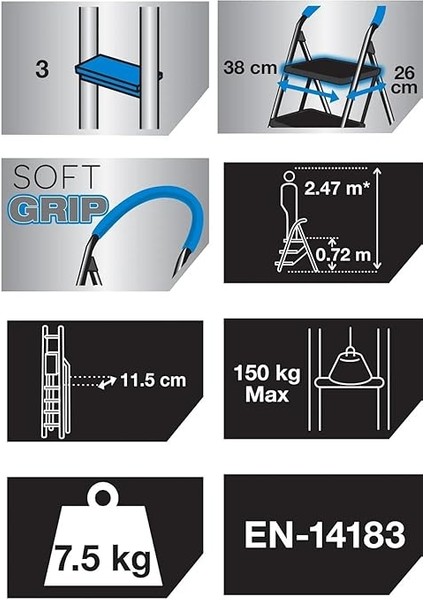 3 Basamaklı Katlanabilir Çok Amaçlı Merdiven fırsatları