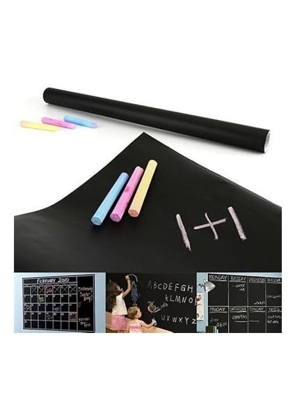 Boy Yapışkanlı Kara Tahta Tebeşir Hediyeli 100X30CM indirimleri