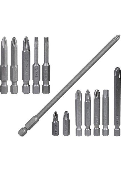 13 Parça Set Izeltaş-Klytek Matkap Bits Uç Vidalama Ucu Düz Yıldız Torx Uç