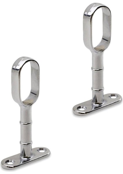 Flanşı Açık Ağız Oval Dolap Elbise Askı Aparatı Boru Tutucu (2 Adet)