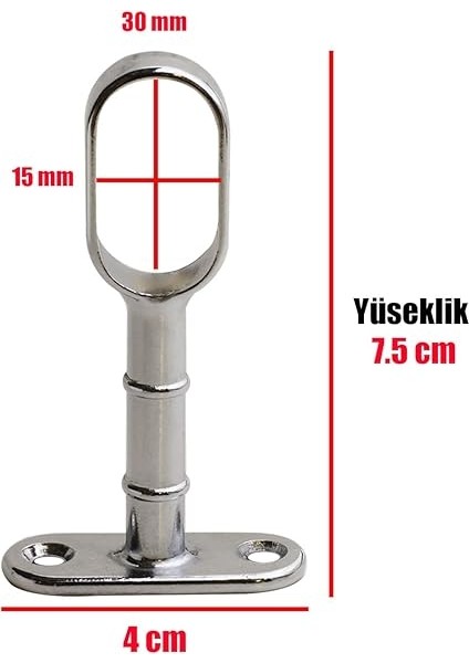 Flanşı Açık Ağız Oval Dolap Elbise Askı Aparatı Boru Tutucu (2 Adet) modelleri