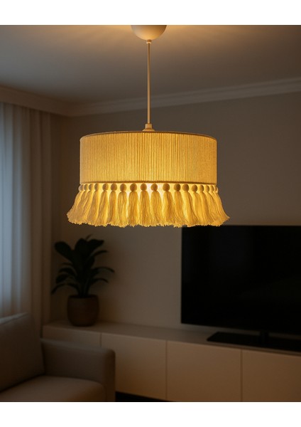 El Yapımı Pamuk Makrome Bohem Püsküllü Avize / Oturma Odası,salon ,yatak Odası,ofis,mutfak,balkon fiyatları