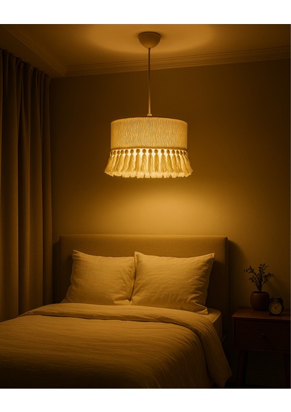 El Yapımı Pamuk Makrome Bohem Püsküllü Avize / Oturma Odası,salon ,yatak Odası,ofis,mutfak,balkon modelleri