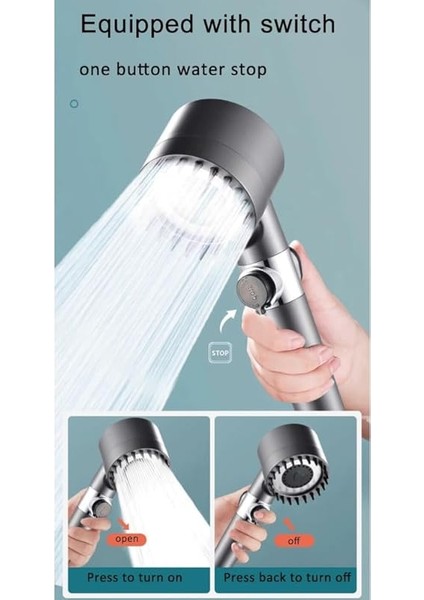 Filtreli 3 Fonksiyonlu Duş Başlığı El Duşu + Pvc Duş Hortumu ve Yapışkanlı Mafsal 3'lü Set fırsatları