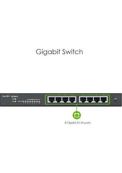 8 Bağlantı Noktalı 10/100/1000 Gigabit Switch | Smartmanaged | Masaüstü/duvar Tipi ve Fansız | Vlan, Igmp, Qos [GS1900-8] fiyatları