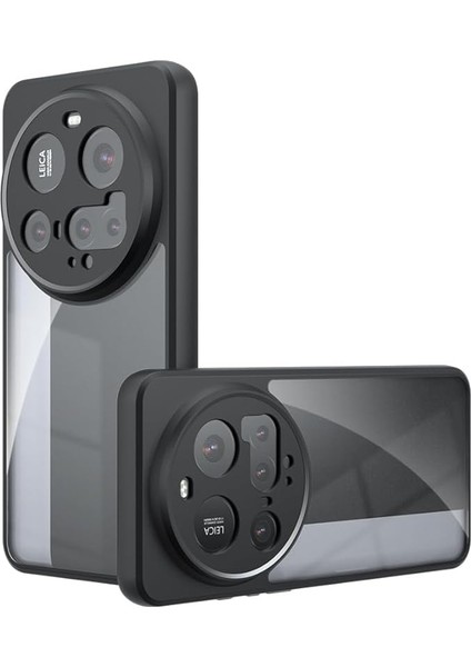 Xiaomi 15 Ultra ile Uyumlu Kamera Korumalı Şeffaf Pürüzsüz Arka Yüzey Z-New Roll Kapak Parmak Izi Yapmayan Xiaomi 15 Ultra Için Kılıf Siyah