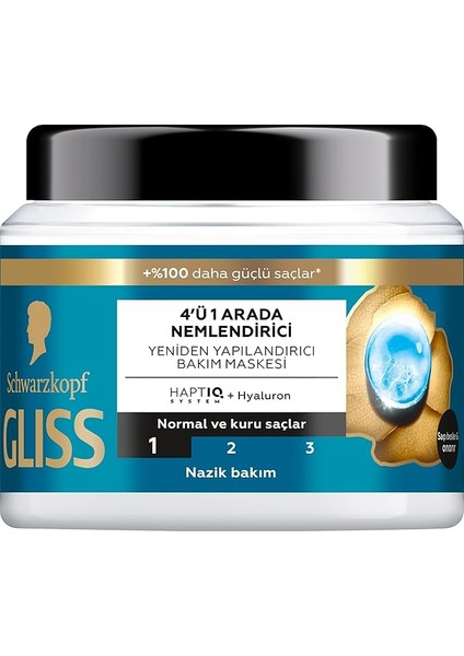 Aqua Revive Nemlendirici 4'ü 1 Arada Bakım Maskesi 400 Ml, Normal ve Kuru Saçlar