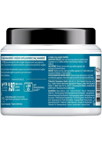 Aqua Revive Nemlendirici 4'ü 1 Arada Bakım Maskesi 400 Ml, Normal ve Kuru Saçlar modelleri