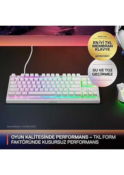 Apex 3 Tkl Türkçe Gaming Klavye Tenkeyless, 8 Bölge Rgb Aydınlatma Türkçe Qwerty - Beyaz fiyatları