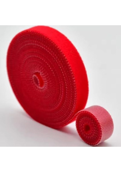 Kablo Düzenleyici, Cırt Cırtlı Kablo Sabitleyici, 5 Metre x 1 cm (Kırmızı)
