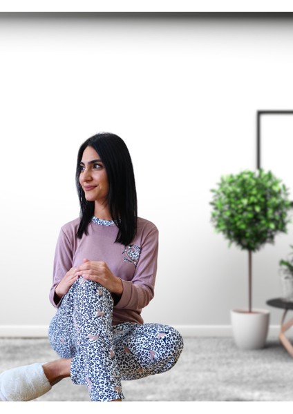 Love Dream Kalp Desenli Pamuk Kadın Pijama Takımı (G.Kurusu) Kahv modelleri