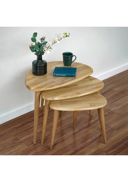 Ercol Style Masif Gerçek Ceviz Ağacı Zigon Orta Sehpa Takımı