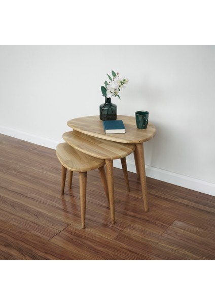 Ercol Style Masif Gerçek Ceviz Ağacı Zigon Orta Sehpa Takımı modelleri