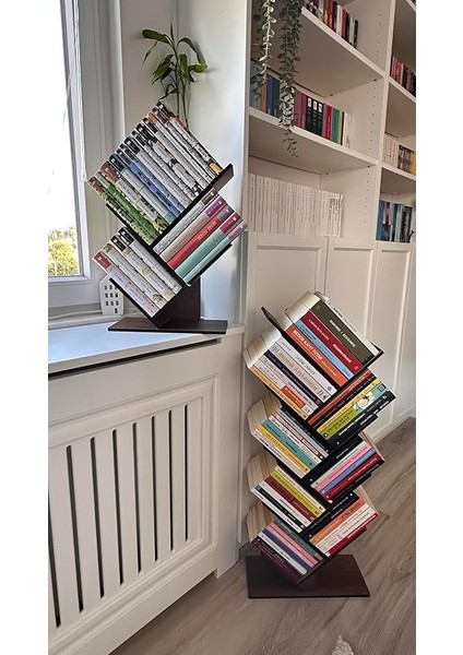 Wood - MK10 Geometrik 8 Raflı Ağaç Kitaplık (Büyük) modelleri