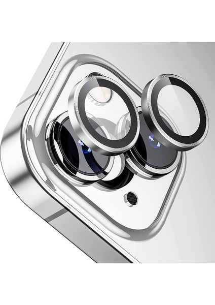 Apple iPhone 14 Gerçek Cam Safir Lens Koruma Gümüş