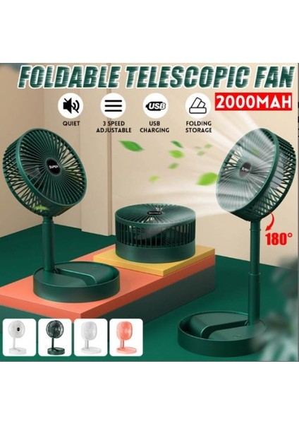 Katlanır Teleskopik Zemin Fanı Yaz Sessiz Öğrenci Masaüstü Fan USB Şarj Edilebilir Taşınabilir Ev Mini Hava Soğutucu