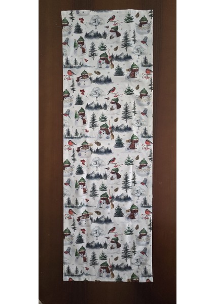 Runner Yılbaşı Desen Yeşil 120X40