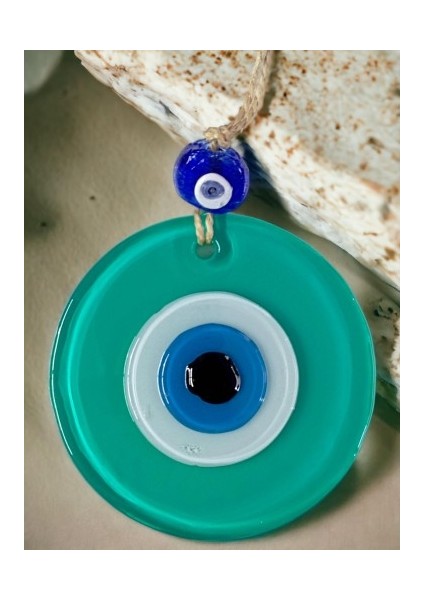 Yeşil Nazar Boncuklu Duvar Süsü 10 cm Cam Duvar Dekoru fiyatları