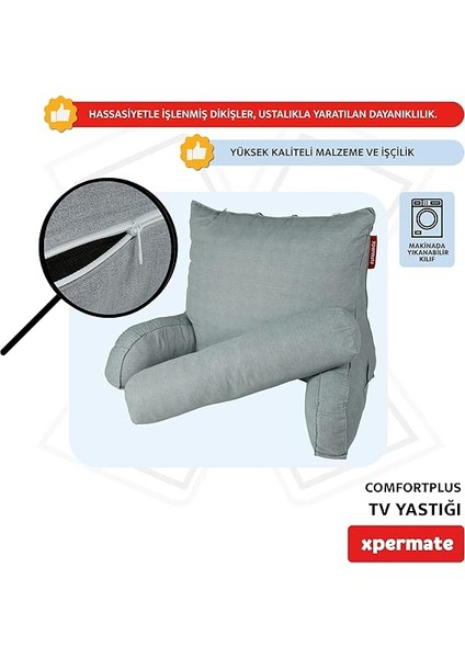 Comfortplus Tv Yastık, Kollu Yastık, Ayarlanabilir Sırt Destek Yastık, Boyun Desteği, Tv Yastık ve Üçgen Yastık, Fermuarlı Sırt Yastık, Bel Yastık (Gri) fırsatları