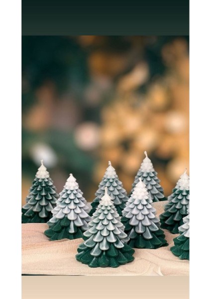 Candle Çam Ağacı Yılbaşı Yeni Yıl Başı Beyaz Altı Yeşil Renk Dekoratif Mum