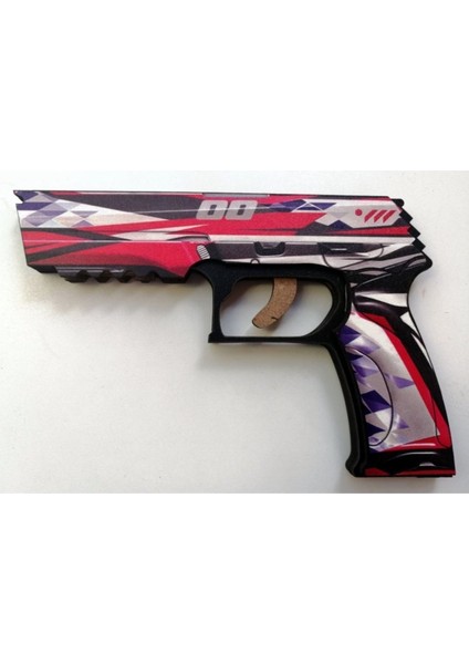 Renkli Ahşap Tabanca Lastik Atar Oyuncak, Eğlenceli ve Güvenli Oyun Malzemesi