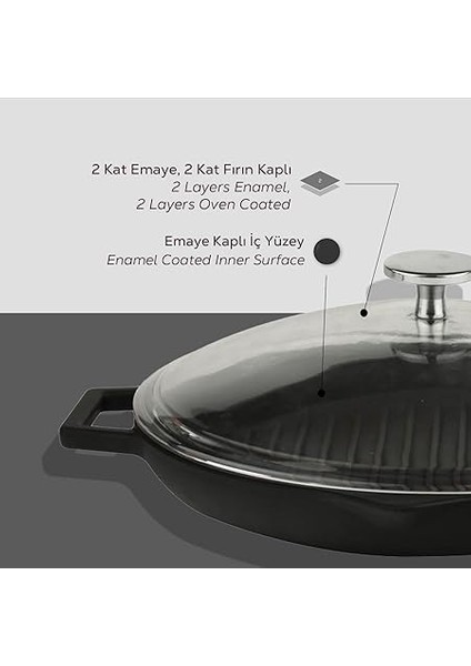 Döküm Izgara Tva Cam Kapaklı, 26 cm fırsatları