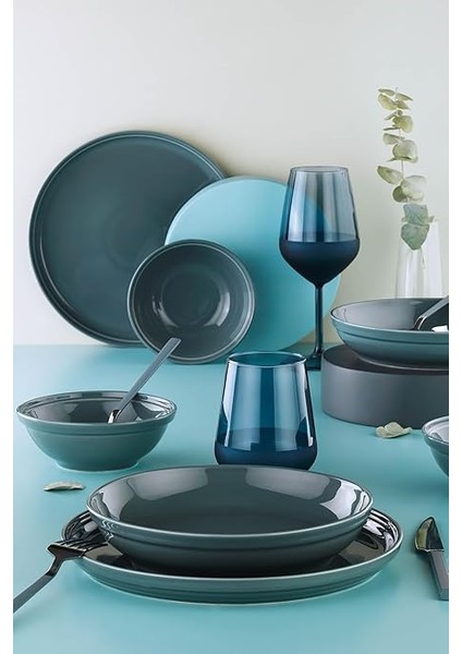 Porselen Fit-C 18 Parça 6 Kişilik Yemek Takımı Mavi fiyatları