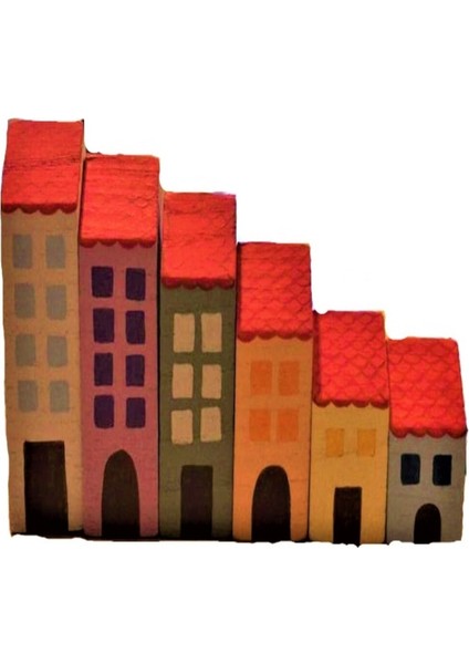 Renkli Ahşap Dekoratif Peg Kule ve Şehir Boyama Seti, 6 Farklı Boy ve Boyalı fiyatları