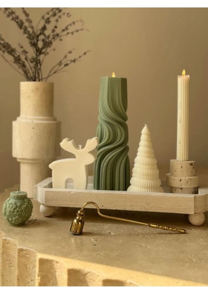 Candle Dekoratif Mum Yılbaşı Dalga +Caç Ağaç +Coin +Saşmanlık Mum +Geyik Toplam 5 Parça