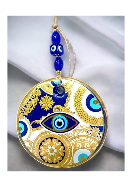 Sarı Motifli Mavi Işlemeli Nazar Boncuk Gözlü Duvar Süsü modelleri