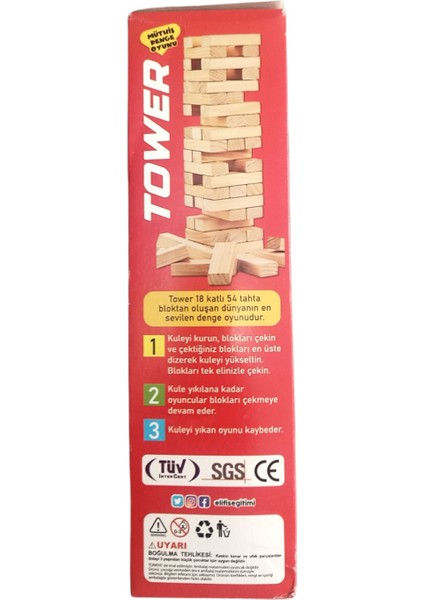 Denge Oyunu Jenga 54 Parça Kahverengi Eğlenceli ve Öğretici Zeka Geliştirici Set fiyatları